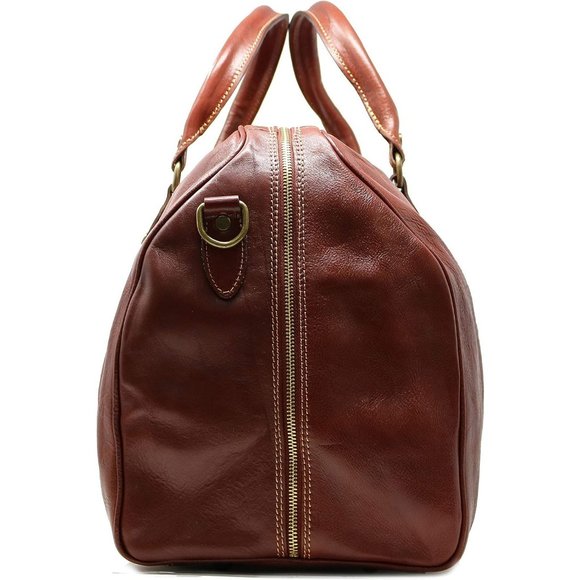 Cenzo Duffle Vecchio Women Leather Brown Italian Weekender Travel Bag - Picture 3 of 7